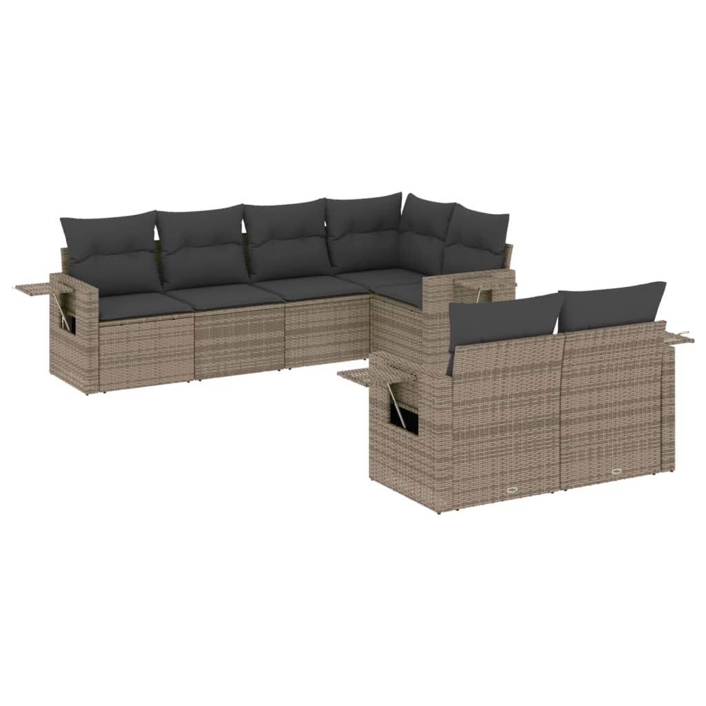 7-delige Loungeset met kussens poly rattan grijs is nu te koop bij PeponiXL, paradijselijk wonen!