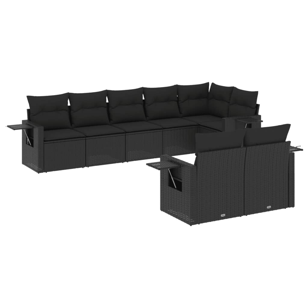 8-delige Loungeset met kussens poly rattan zwart is nu te koop bij PeponiXL, paradijselijk wonen!