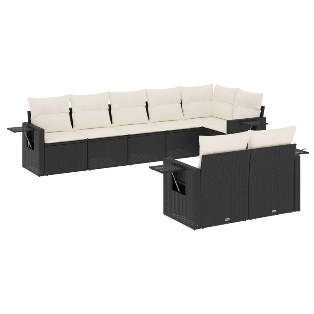 8-delige Loungeset met kussens poly rattan zwart is nu te koop bij PeponiXL, paradijselijk wonen!