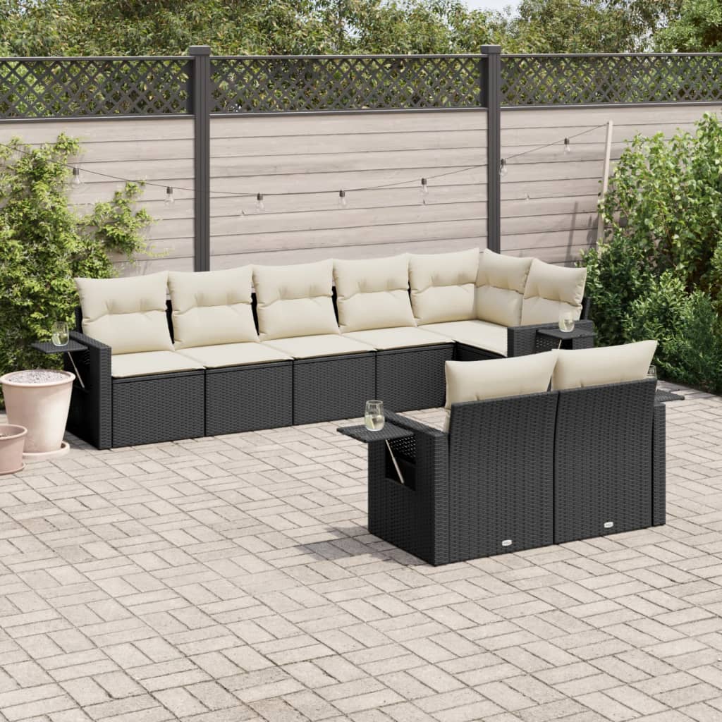 8-delige Loungeset met kussens poly rattan zwart is nu te koop bij PeponiXL, paradijselijk wonen!