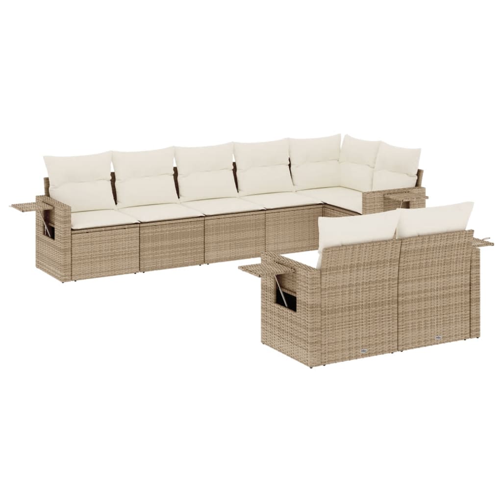 8-delige Loungeset met kussens poly rattan beige is nu te koop bij PeponiXL, paradijselijk wonen!