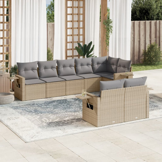 8-delige Loungeset met kussens poly rattan beige is nu te koop bij PeponiXL, paradijselijk wonen!