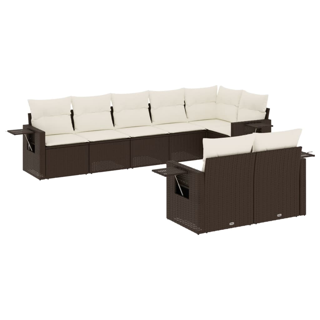 8-delige Loungeset met kussens poly rattan bruin is nu te koop bij PeponiXL, paradijselijk wonen!
