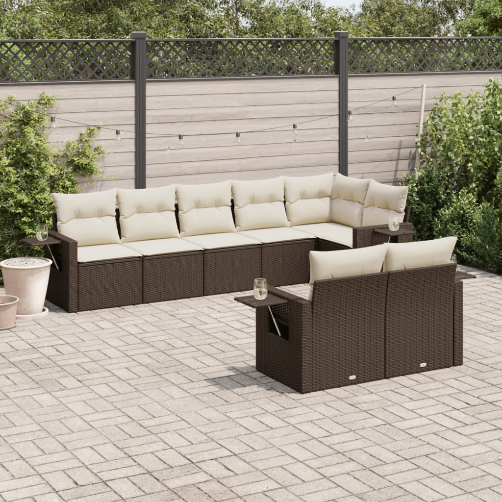 8-delige Loungeset met kussens poly rattan bruin is nu te koop bij PeponiXL, paradijselijk wonen!