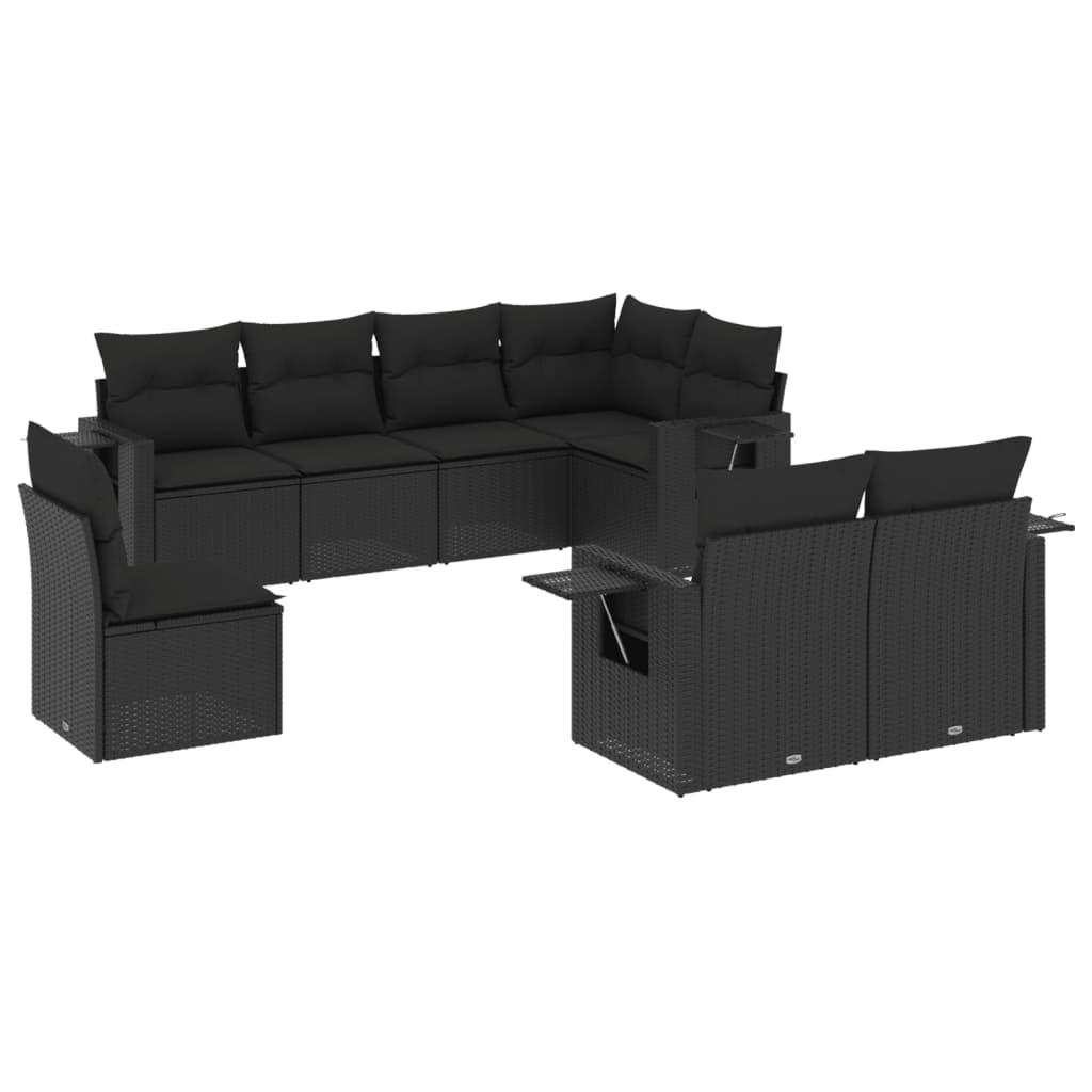8-delige Loungeset met kussens poly rattan zwart is nu te koop bij PeponiXL, paradijselijk wonen!