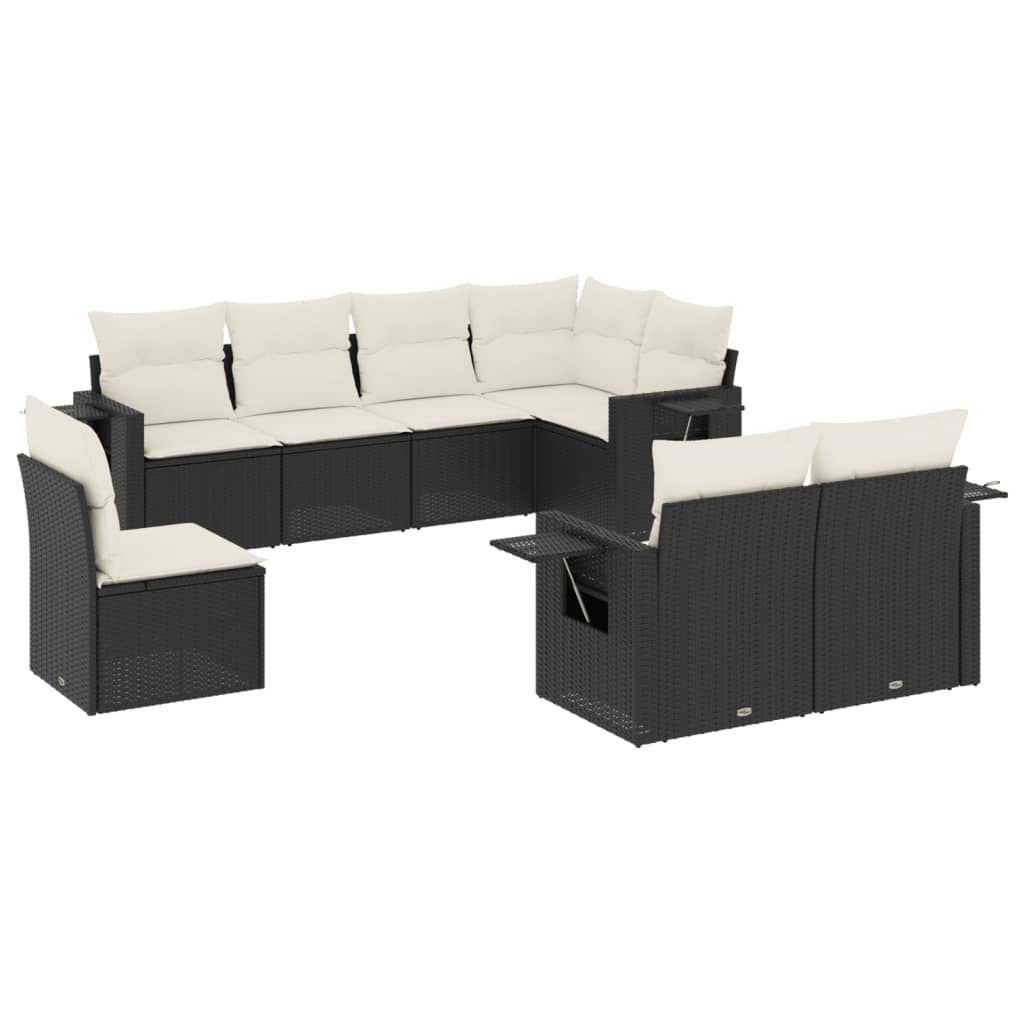 8-delige Loungeset met kussens poly rattan zwart is nu te koop bij PeponiXL, paradijselijk wonen!