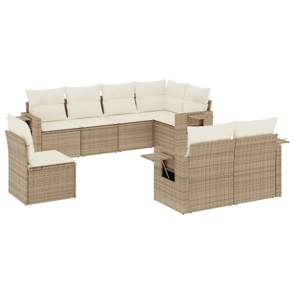 8-delige Loungeset met kussens poly rattan beige is nu te koop bij PeponiXL, paradijselijk wonen!