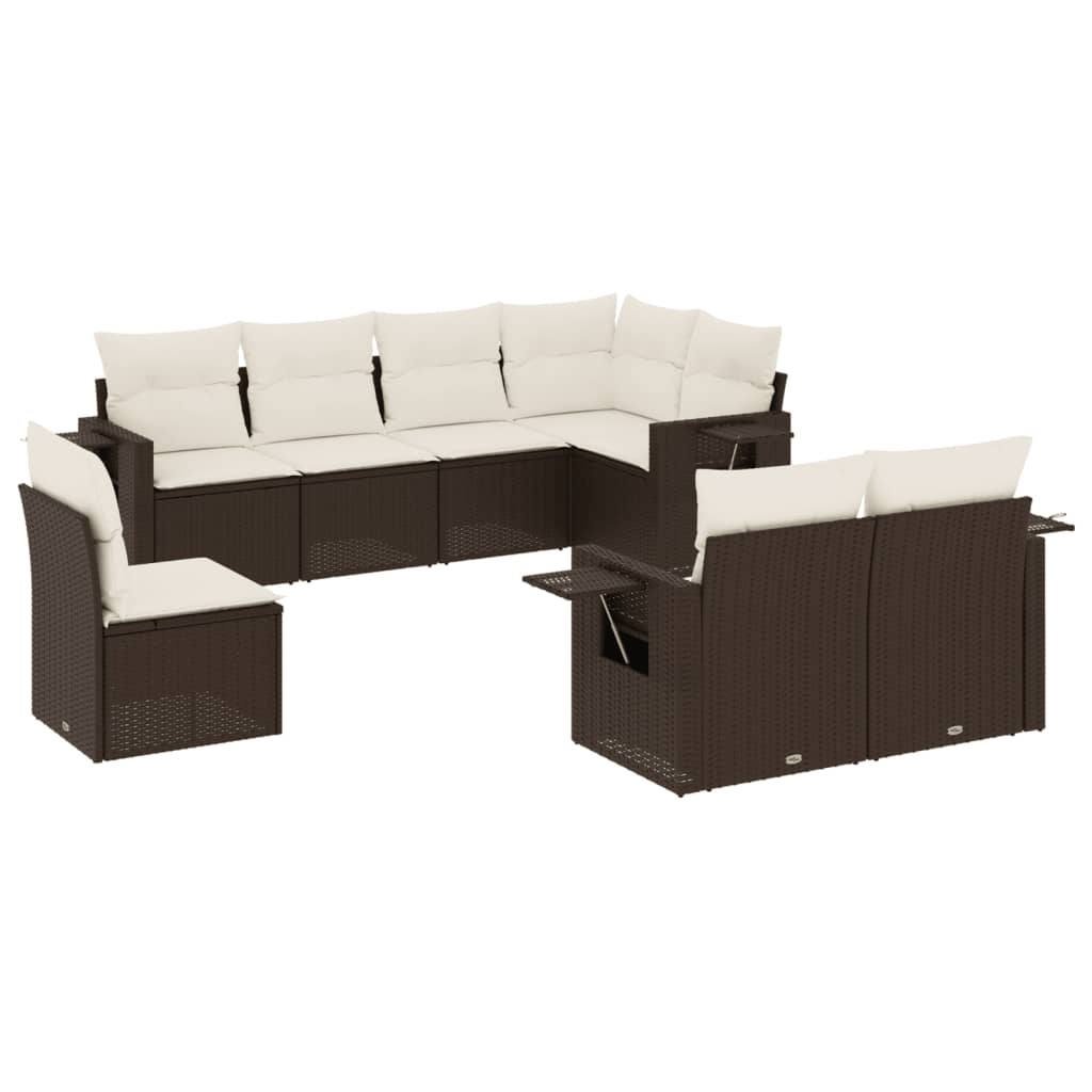 8-delige Loungeset met kussens poly rattan bruin is nu te koop bij PeponiXL, paradijselijk wonen!