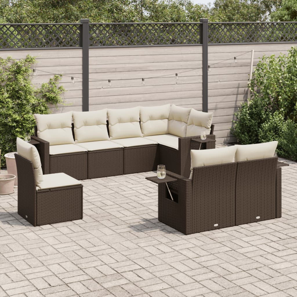 8-delige Loungeset met kussens poly rattan bruin is nu te koop bij PeponiXL, paradijselijk wonen!