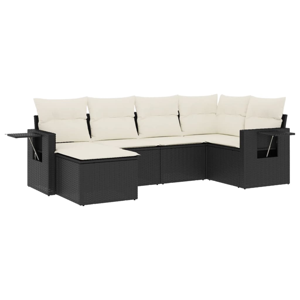 6-delige Loungeset met kussens poly rattan zwart is nu te koop bij PeponiXL, paradijselijk wonen!