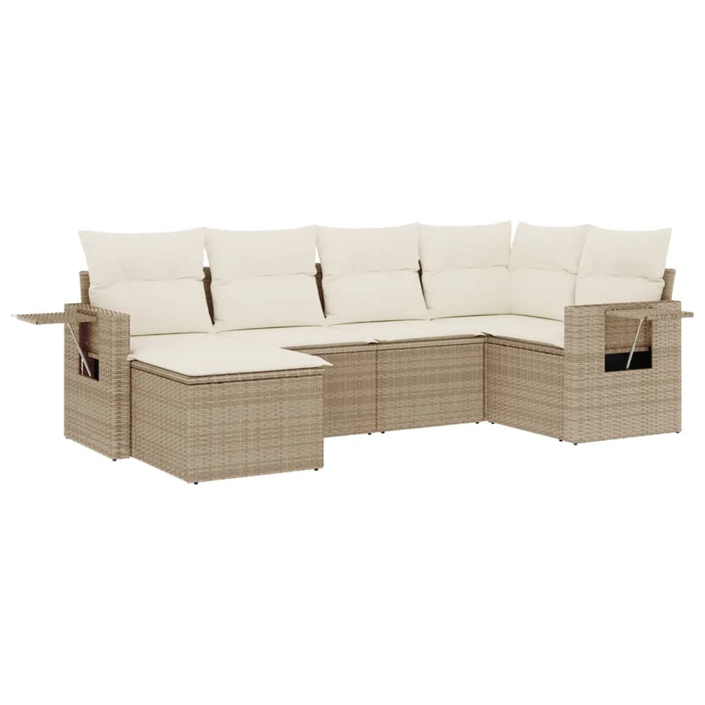6-delige Loungeset met kussens poly rattan beige is nu te koop bij PeponiXL, paradijselijk wonen!