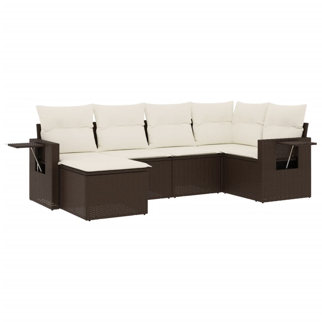 6-delige Loungeset met kussens poly rattan bruin is nu te koop bij PeponiXL, paradijselijk wonen!