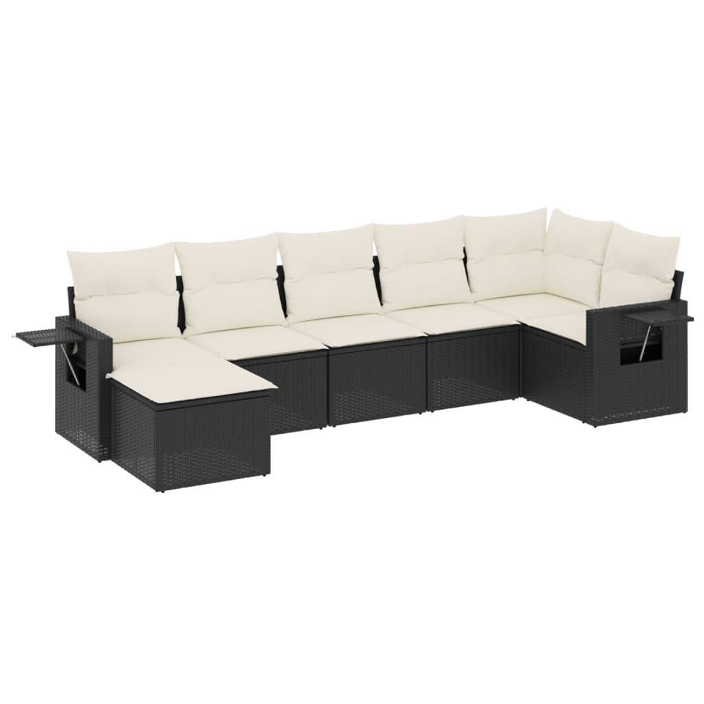 7-delige Loungeset met kussens poly rattan zwart is nu te koop bij PeponiXL, paradijselijk wonen!