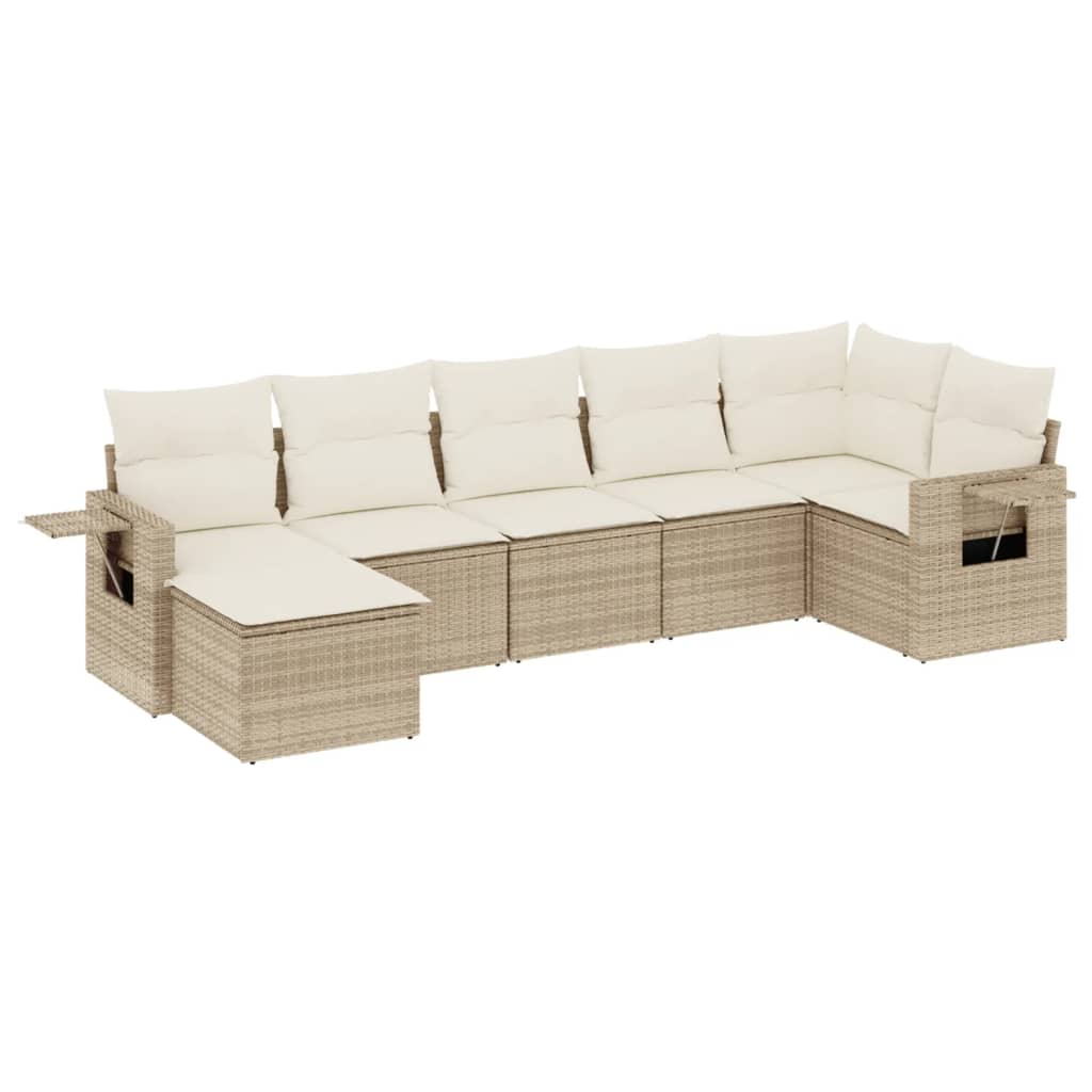 7-delige Loungeset met kussens poly rattan beige is nu te koop bij PeponiXL, paradijselijk wonen!