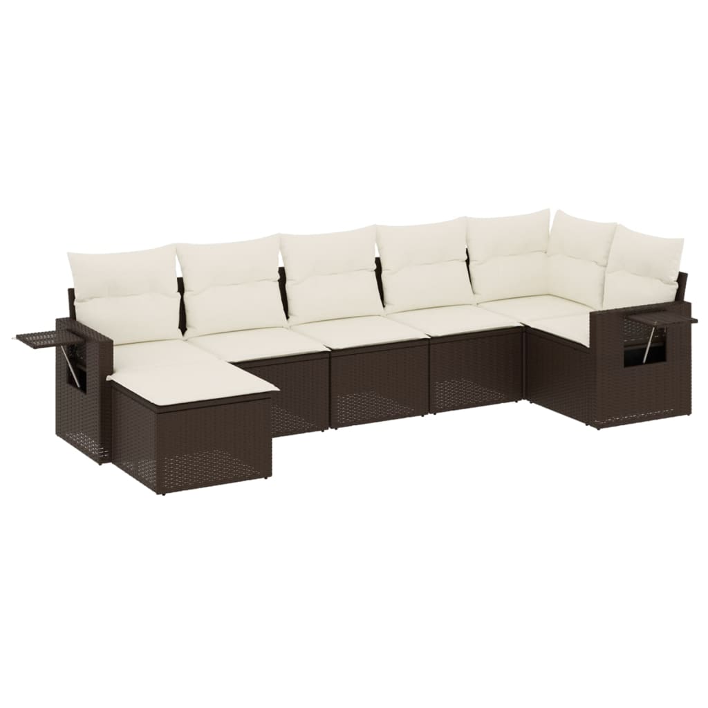 7-delige Loungeset met kussens poly rattan bruin is nu te koop bij PeponiXL, paradijselijk wonen!