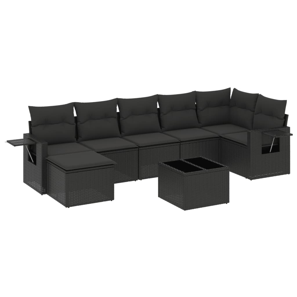 8-delige Loungeset met kussens poly rattan zwart is nu te koop bij PeponiXL, paradijselijk wonen!