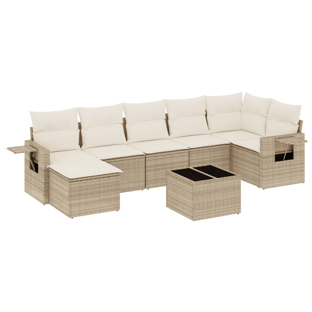 8-delige Loungeset met kussens poly rattan beige is nu te koop bij PeponiXL, paradijselijk wonen!