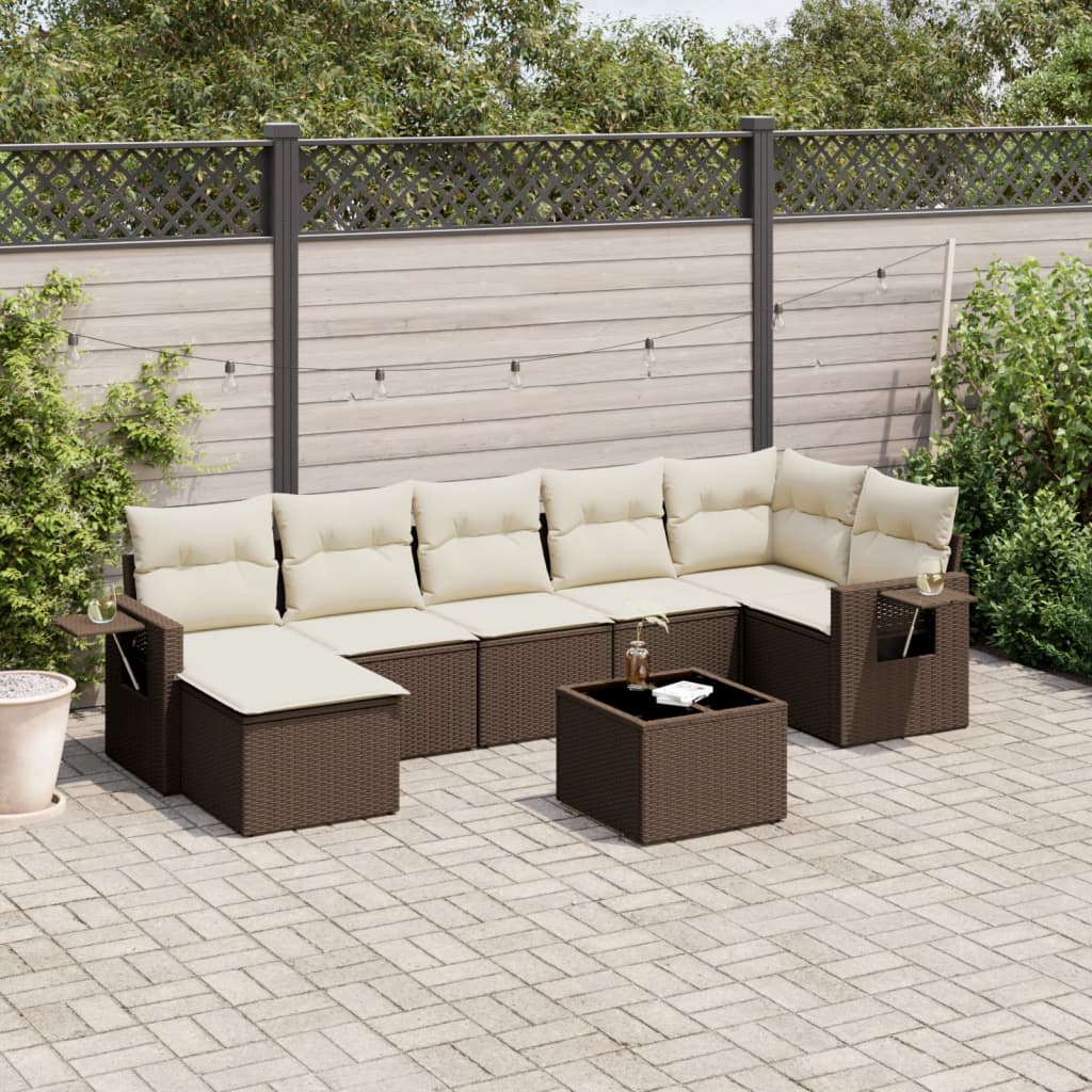 8-delige Loungeset met kussens poly rattan bruin is nu te koop bij PeponiXL, paradijselijk wonen!