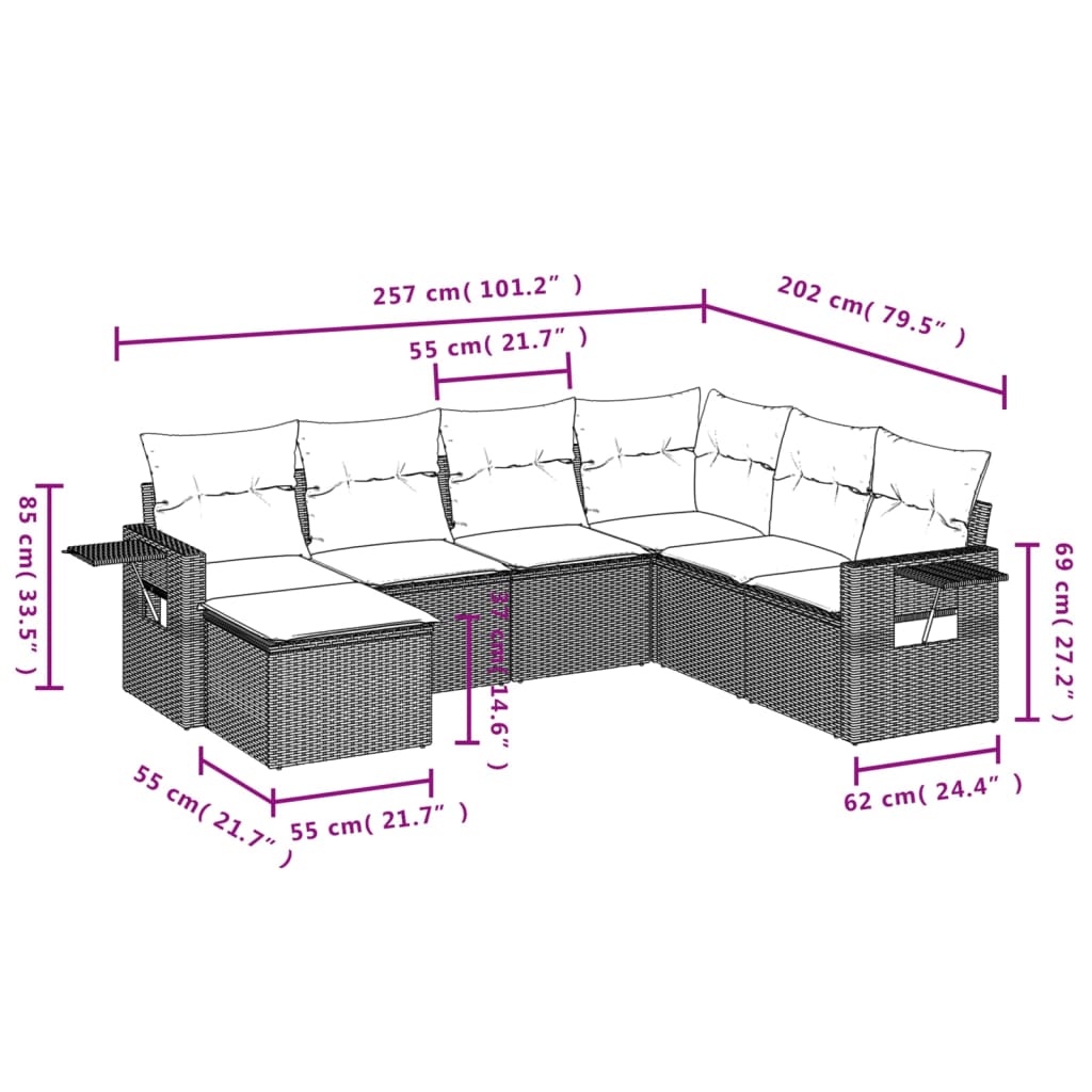 7-delige Loungeset met kussens poly rattan zwart is nu te koop bij PeponiXL, paradijselijk wonen!