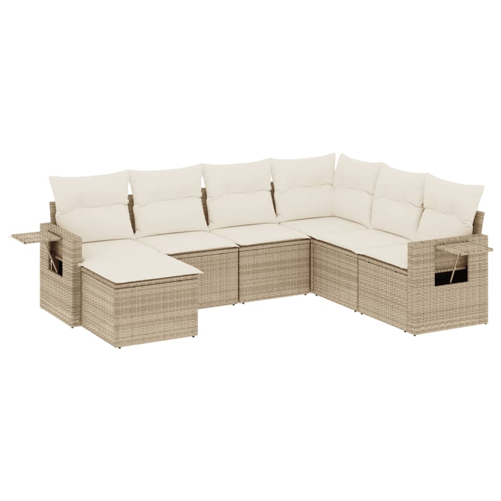 7-delige Loungeset met kussens poly rattan beige is nu te koop bij PeponiXL, paradijselijk wonen!