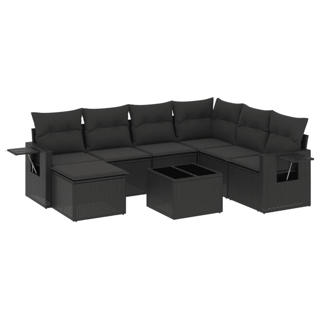 8-delige Loungeset met kussens poly rattan zwart is nu te koop bij PeponiXL, paradijselijk wonen!