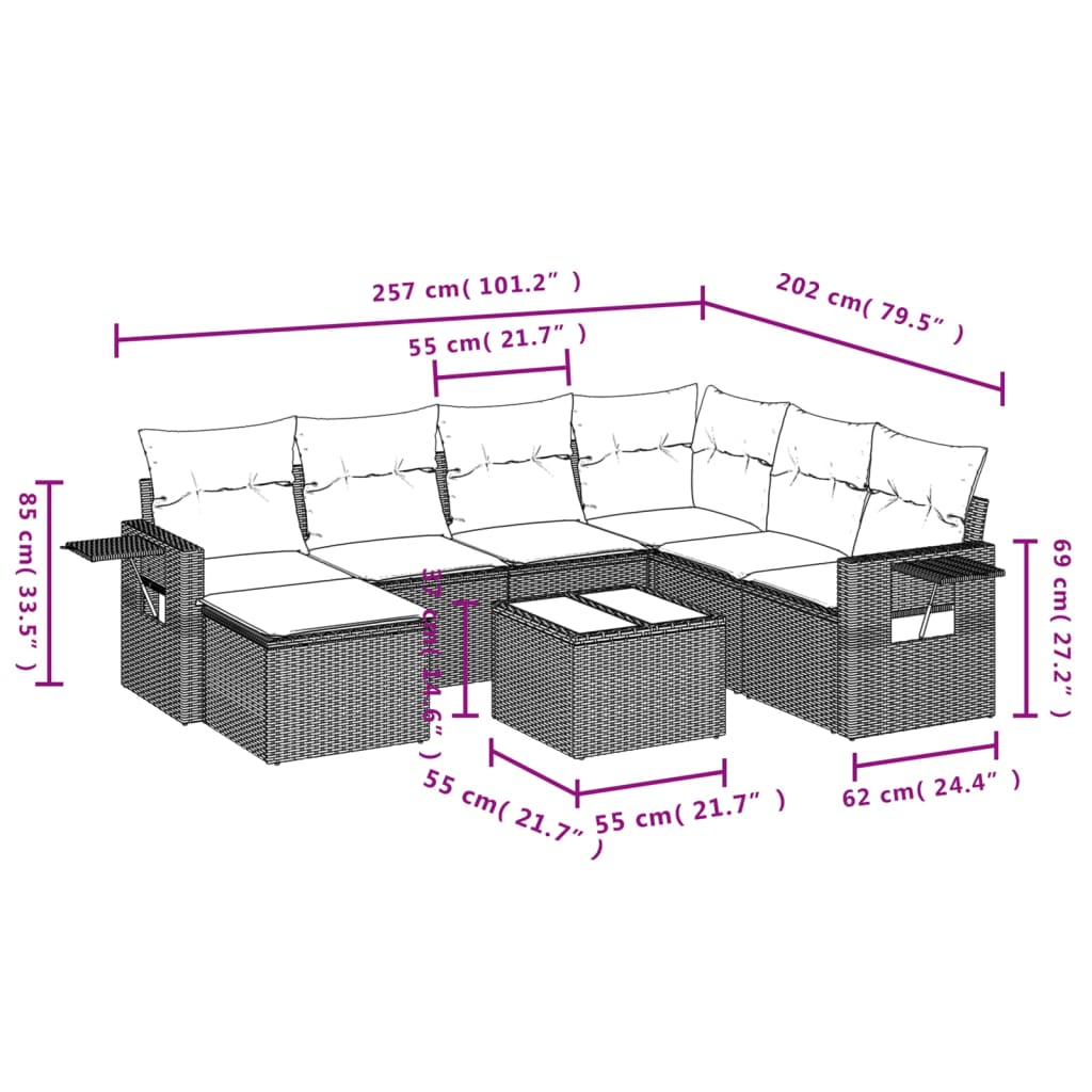 8-delige Loungeset met kussens poly rattan zwart is nu te koop bij PeponiXL, paradijselijk wonen!