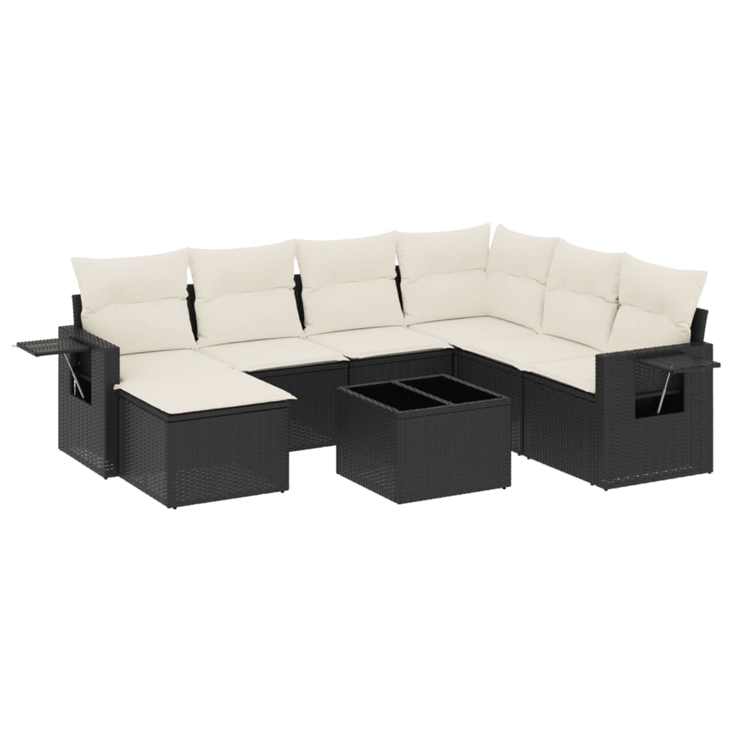 8-delige Loungeset met kussens poly rattan zwart is nu te koop bij PeponiXL, paradijselijk wonen!