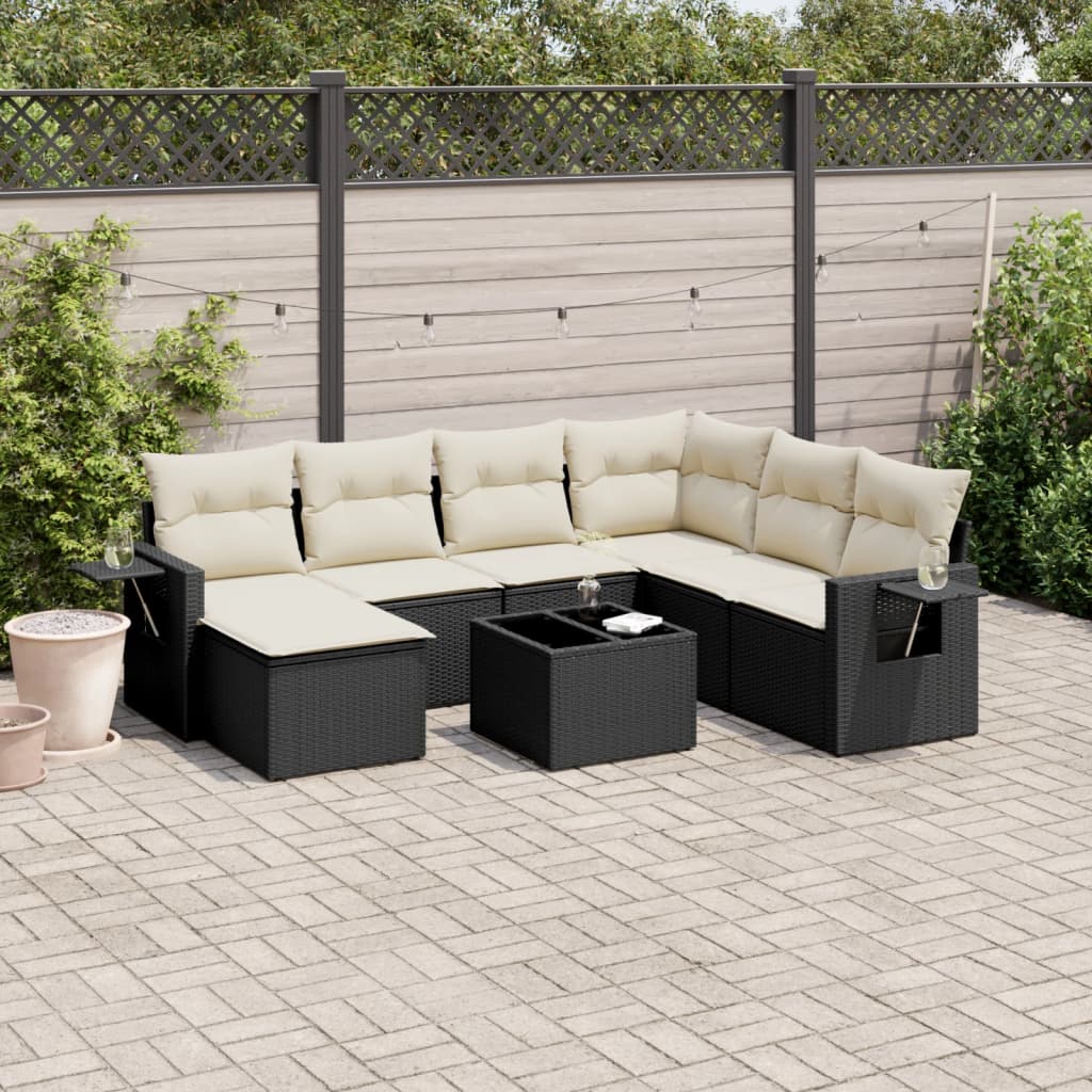8-delige Loungeset met kussens poly rattan zwart is nu te koop bij PeponiXL, paradijselijk wonen!