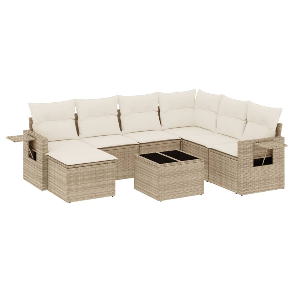 8-delige Loungeset met kussens poly rattan beige is nu te koop bij PeponiXL, paradijselijk wonen!