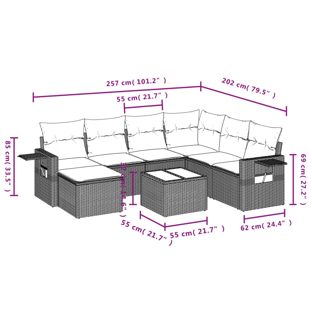 8-delige Loungeset met kussens poly rattan beige is nu te koop bij PeponiXL, paradijselijk wonen!