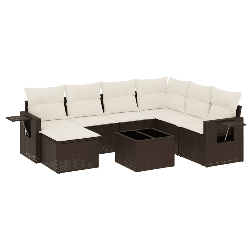 8-delige Loungeset met kussens poly rattan bruin is nu te koop bij PeponiXL, paradijselijk wonen!