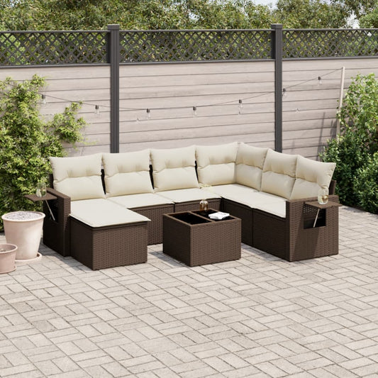 8-delige Loungeset met kussens poly rattan bruin is nu te koop bij PeponiXL, paradijselijk wonen!