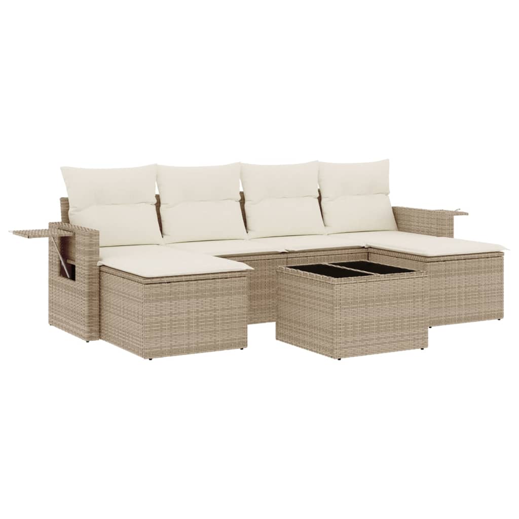 7-delige Loungeset met kussens poly rattan beige is nu te koop bij PeponiXL, paradijselijk wonen!