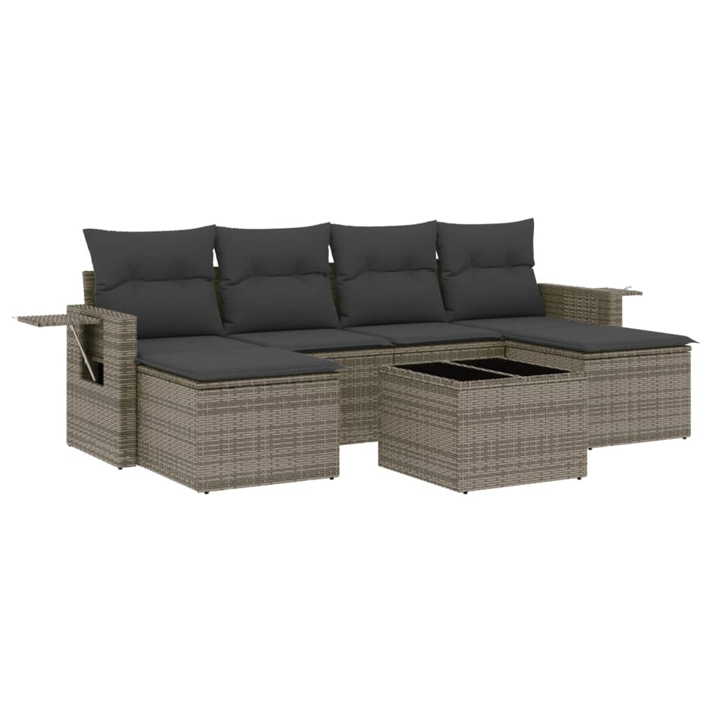 7-delige Loungeset met kussens poly rattan grijs is nu te koop bij PeponiXL, paradijselijk wonen!