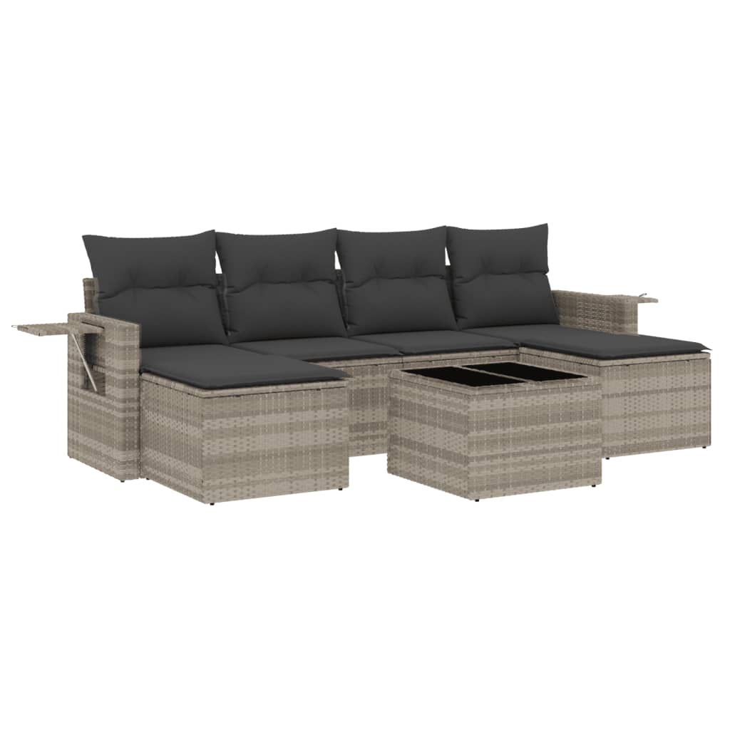 7-delige Loungeset met kussens poly rattan lichtgrijs is nu te koop bij PeponiXL, paradijselijk wonen!