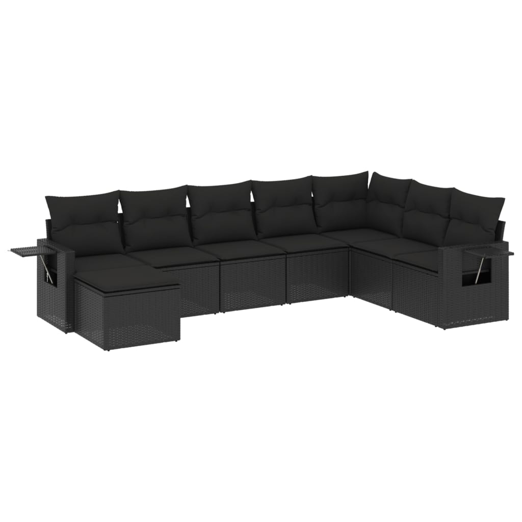8-delige Loungeset met kussens poly rattan zwart is nu te koop bij PeponiXL, paradijselijk wonen!