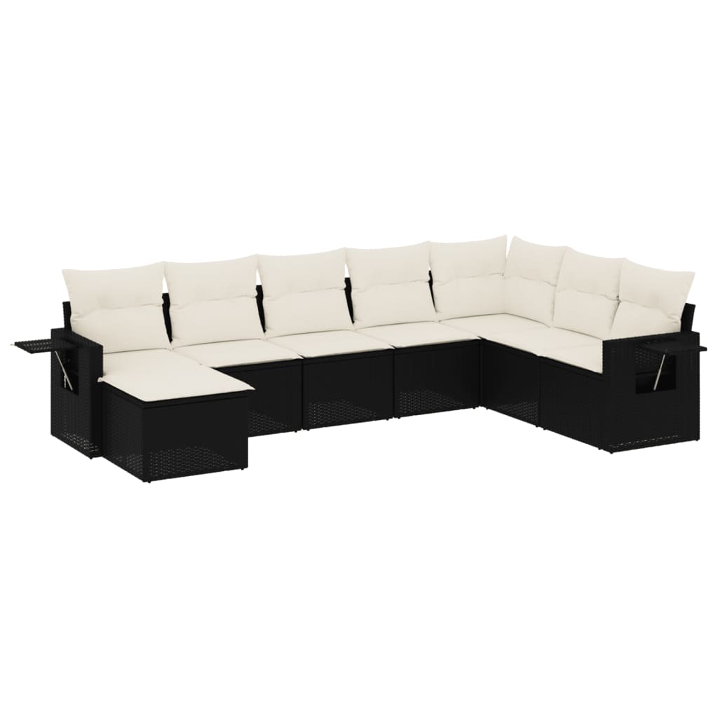 8-delige Loungeset met kussens poly rattan zwart is nu te koop bij PeponiXL, paradijselijk wonen!