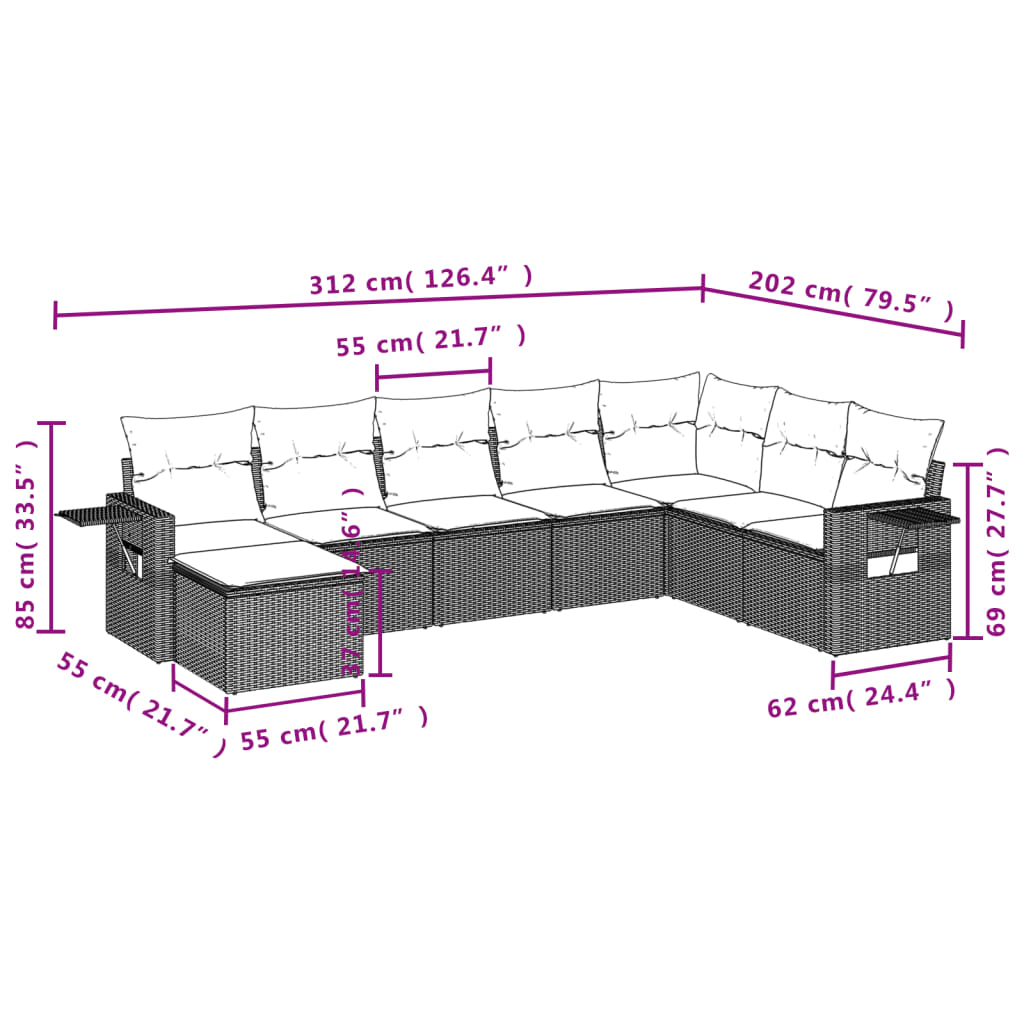 8-delige Loungeset met kussens poly rattan zwart is nu te koop bij PeponiXL, paradijselijk wonen!