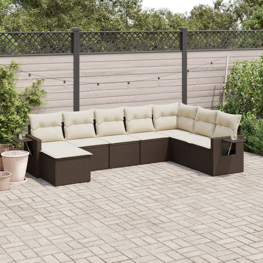 8-delige Loungeset met kussens poly rattan bruin is nu te koop bij PeponiXL, paradijselijk wonen!
