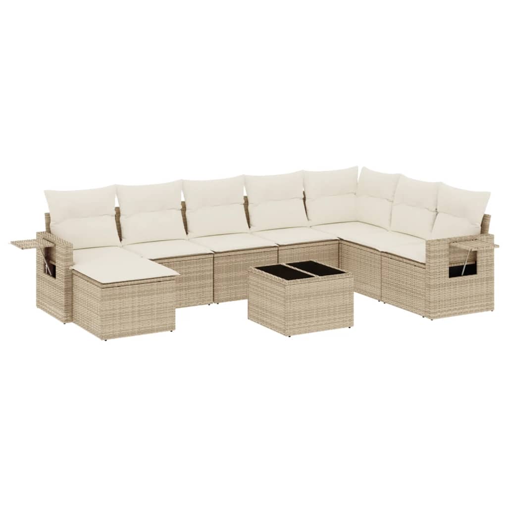 9-delige Loungeset met kussens poly rattan beige is nu te koop bij PeponiXL, paradijselijk wonen!