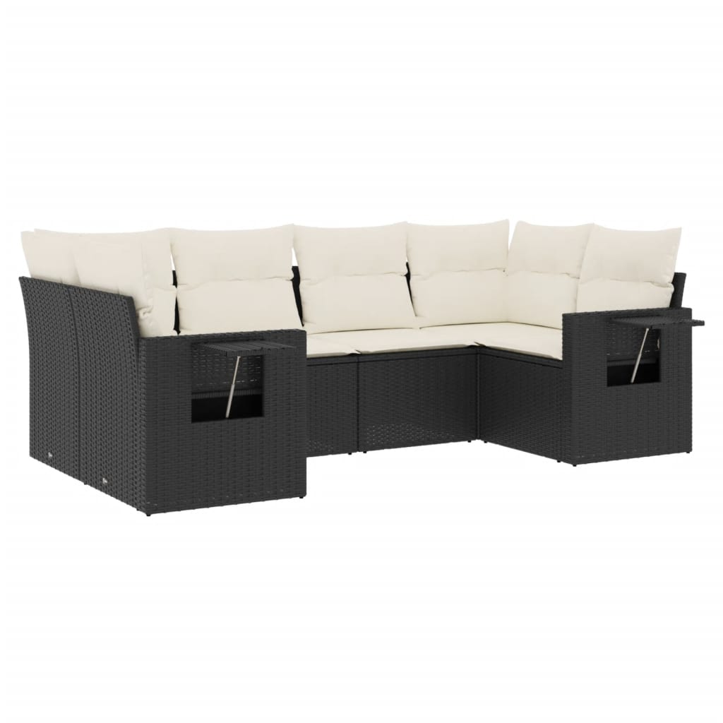 6-delige Loungeset met kussens poly rattan zwart is nu te koop bij PeponiXL, paradijselijk wonen!