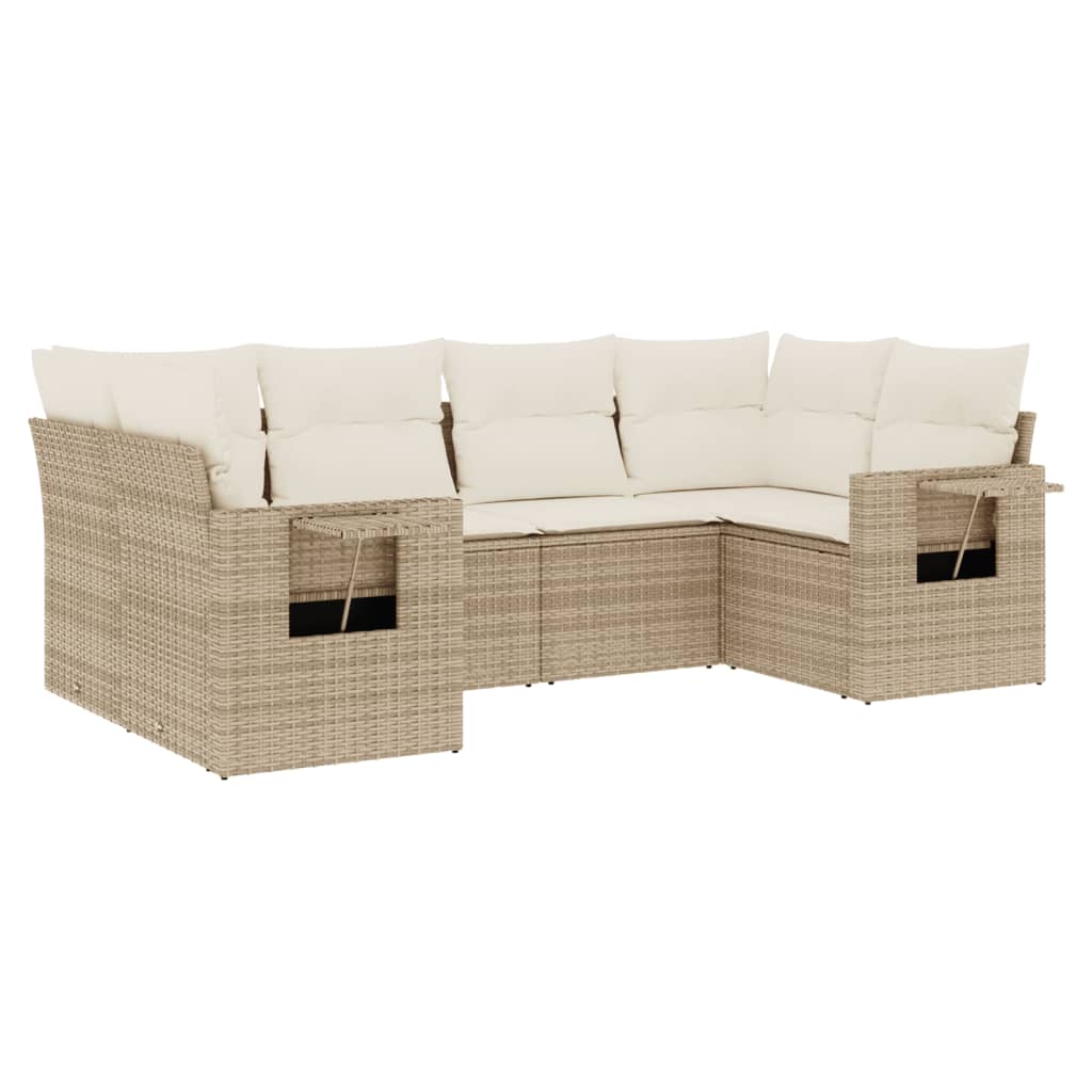 6-delige Loungeset met kussens poly rattan beige is nu te koop bij PeponiXL, paradijselijk wonen!