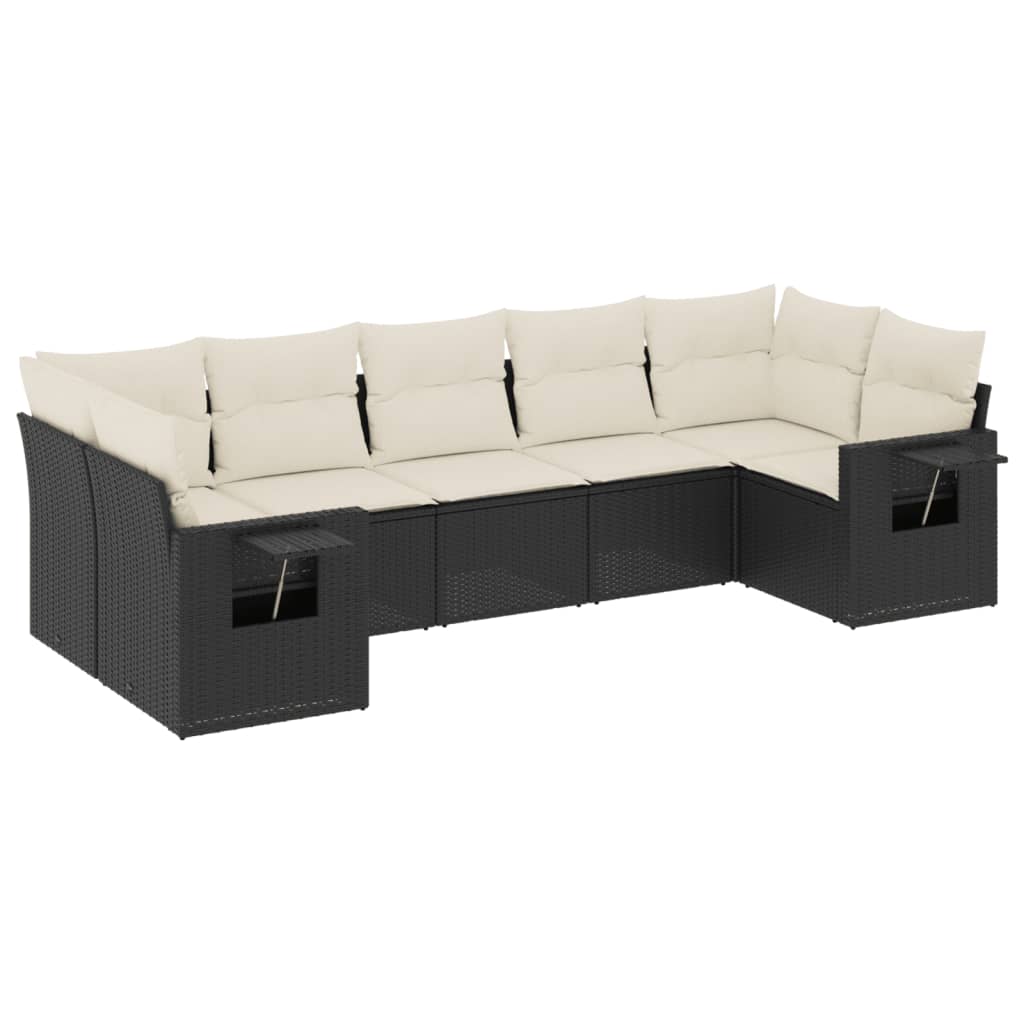 7-delige Loungeset met kussens poly rattan zwart is nu te koop bij PeponiXL, paradijselijk wonen!