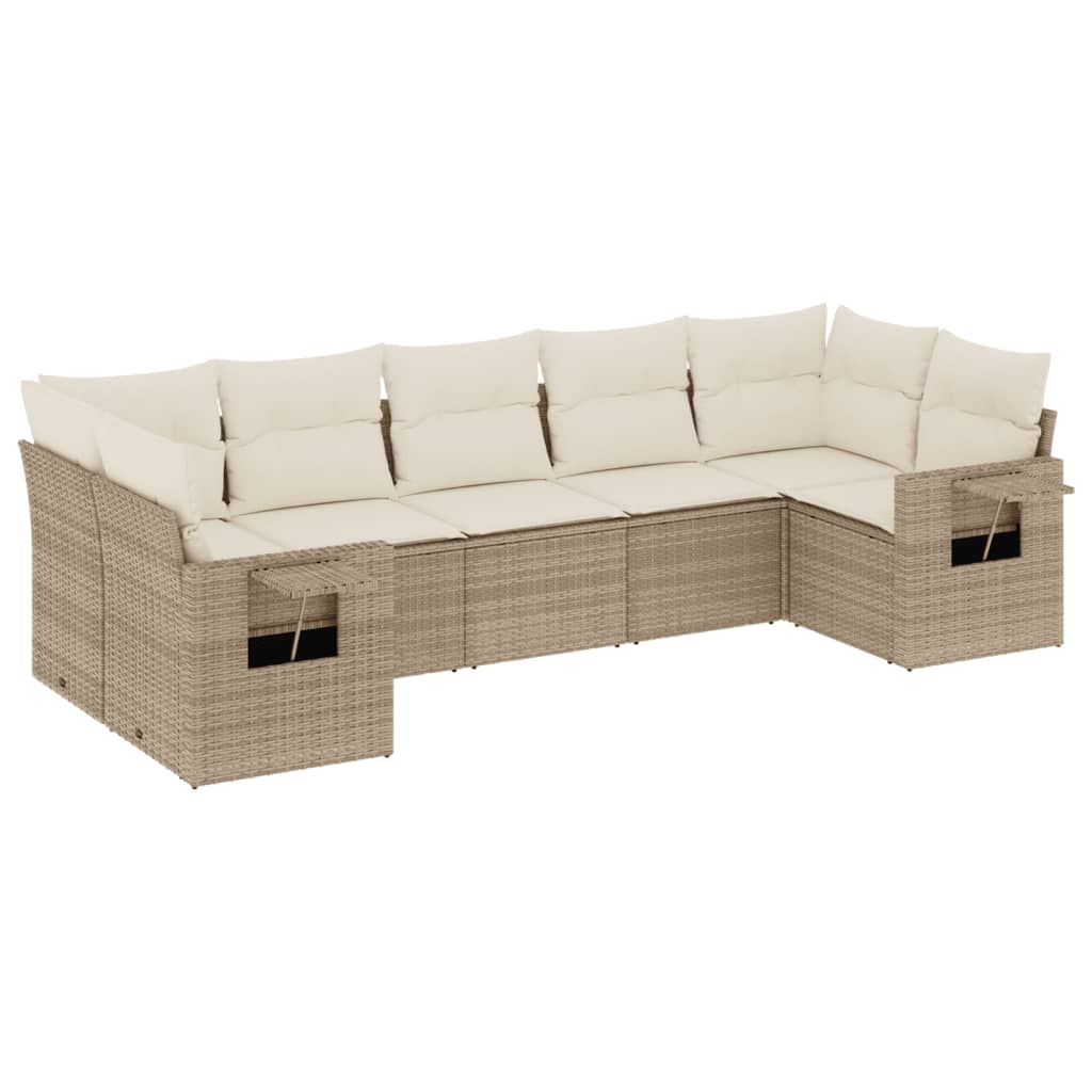 7-delige Loungeset met kussens poly rattan beige is nu te koop bij PeponiXL, paradijselijk wonen!