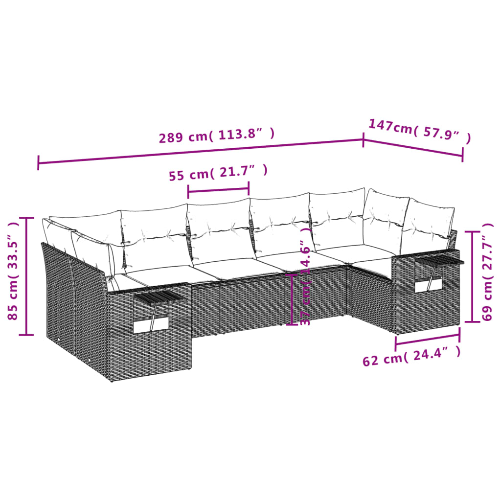 7-delige Loungeset met kussens poly rattan beige is nu te koop bij PeponiXL, paradijselijk wonen!