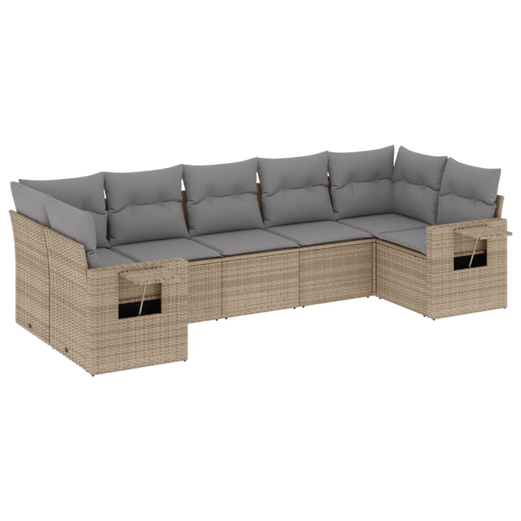 7-delige Loungeset met kussens poly rattan beige is nu te koop bij PeponiXL, paradijselijk wonen!