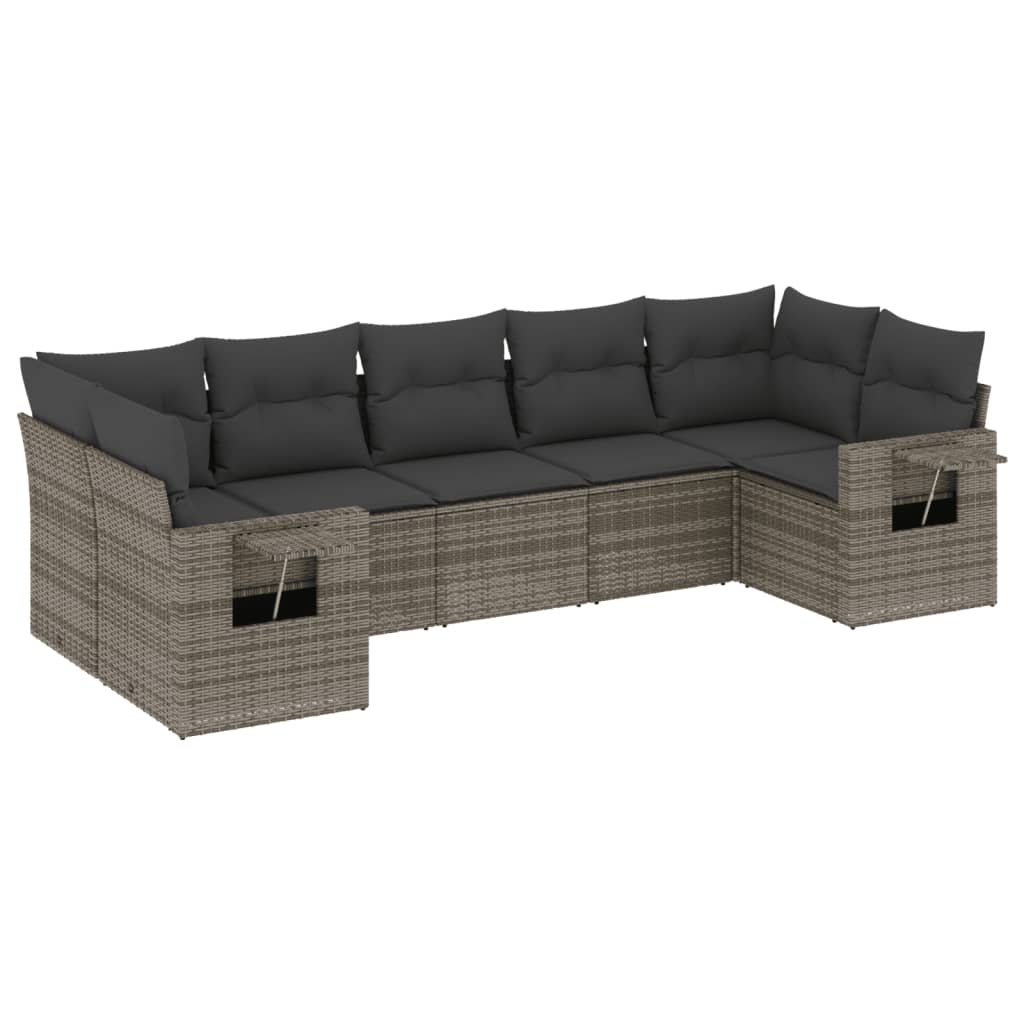 7-delige Loungeset met kussens poly rattan grijs is nu te koop bij PeponiXL, paradijselijk wonen!