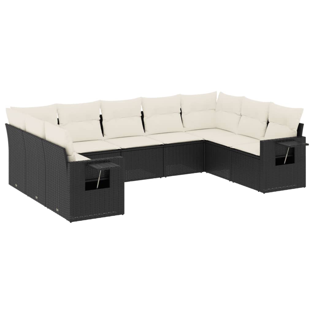 9-delige Loungeset met kussens poly rattan zwart is nu te koop bij PeponiXL, paradijselijk wonen!