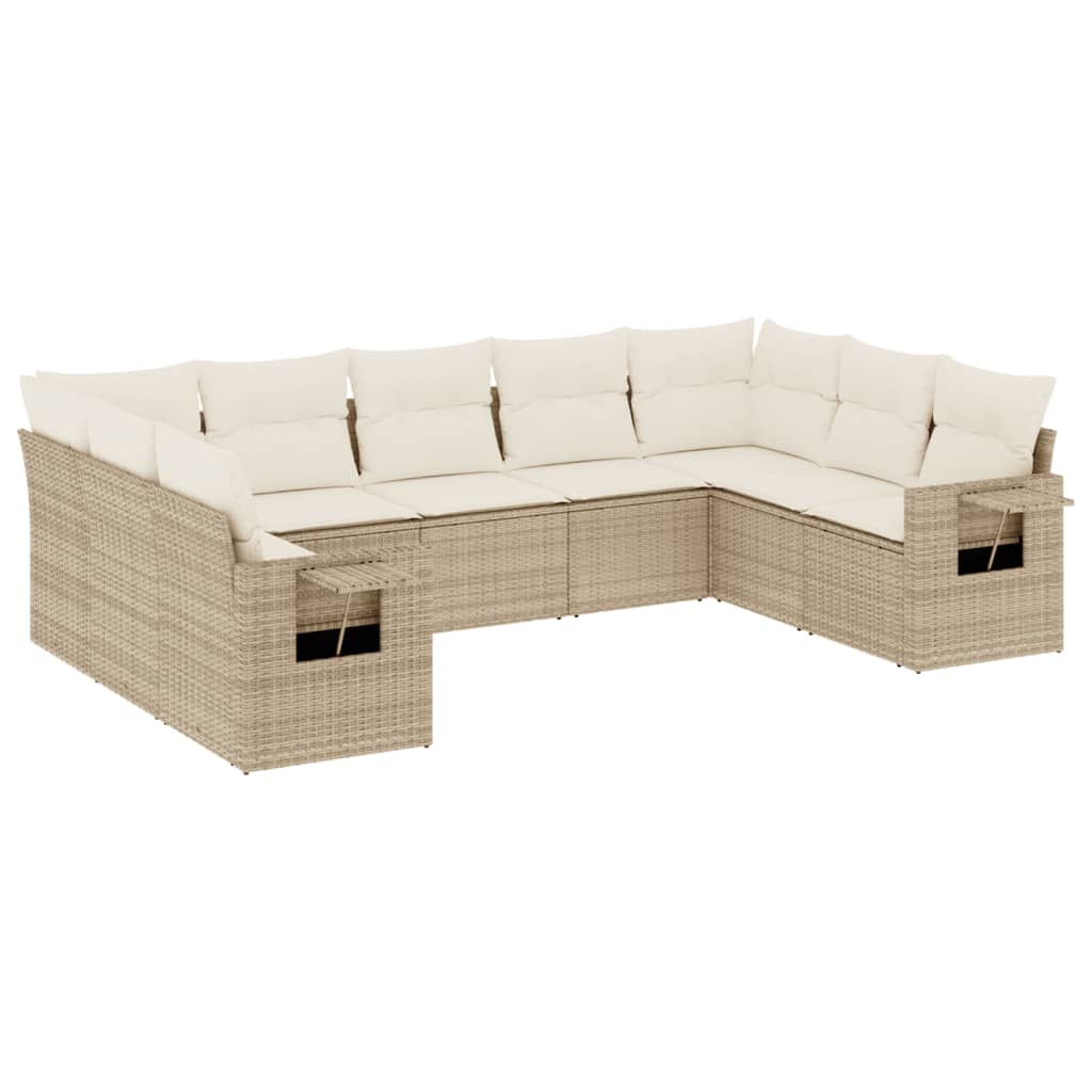 9-delige Loungeset met kussens poly rattan beige is nu te koop bij PeponiXL, paradijselijk wonen!