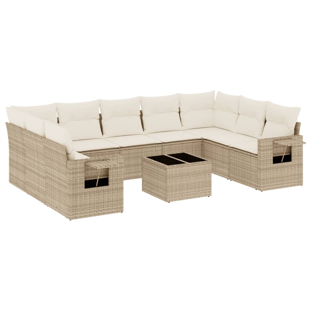 10-delige Loungeset met kussens poly rattan beige is nu te koop bij PeponiXL, paradijselijk wonen!